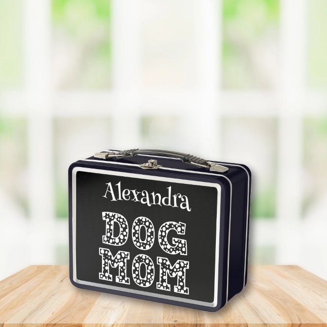 Lunch Box Mignonne Dotted Chien Maman typographie graphique  (Créateur téléchargé)