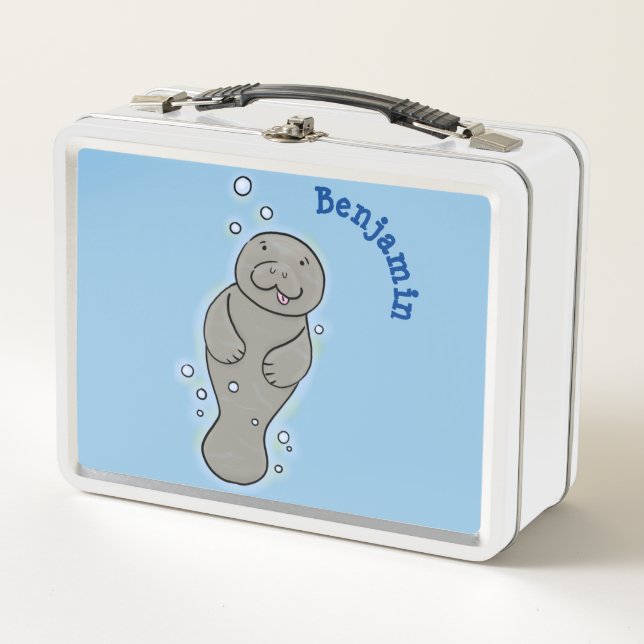 Lunch Box Mignonne manatée bébé avec bulles illustration (Devant)