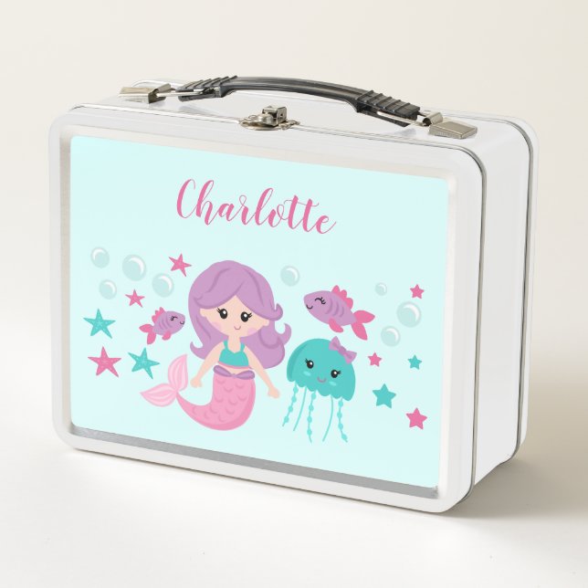 Lunch Box Mignonne sirène fille personnalisée (Devant)