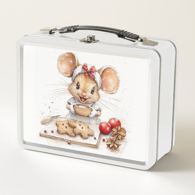Lunch Box Mignonne souris Chef Noël (Devant)
