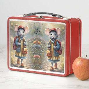 Lunch Box Mignonne souris fille sur le chemin de l'école, co