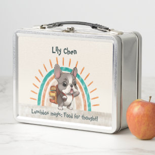 Lunch Box Mignonne taureau français de retour à l'école arc-