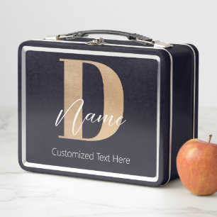 Lunch Box Moderne Monogramme Initiale D & Nom Personnalisé