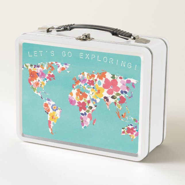 Lunch Box Monde floral lumineux Teal (Devant)