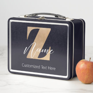 Lunch Box Monogram with Initial Z & Custom Name Personalized