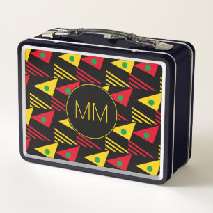 Lunch Box Monogramme de triangles géométriques élégant