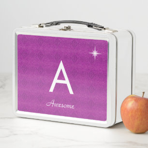 Lunch Box Monogramme et étoile sur violet royal pailleté