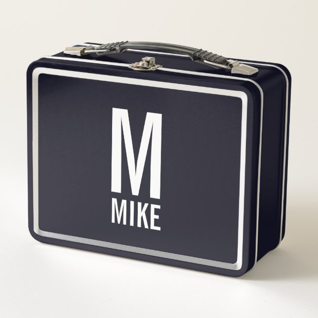 Lunch Box Monogramme et nom personnalisés modernes (Devant)
