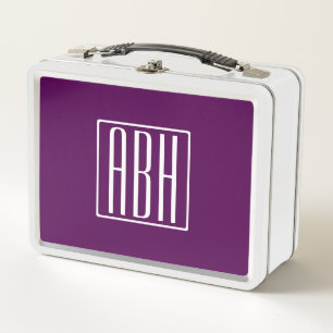 Lunch Box Monogramme initial Blanc Sur Violet Profond