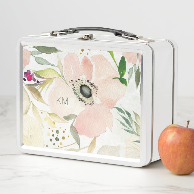 Lunch Box Monogramme | la joie de l'aquarelle du blanc | (En situation)