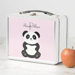 Lunch Box Monogramme lunatique de Kawaii d'ours panda mignon