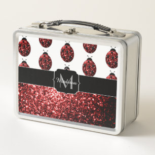 Lunch Box Monogramme rouge foncé coccinelle faux parties sci