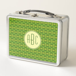 Lunch Box Monogramme vert jaune roue motif