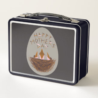 Lunch Box Mothers Day Greeting with Baby Birds in Nest