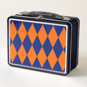 Lunch Box Motif à carreaux Harlequin orange et bleu
