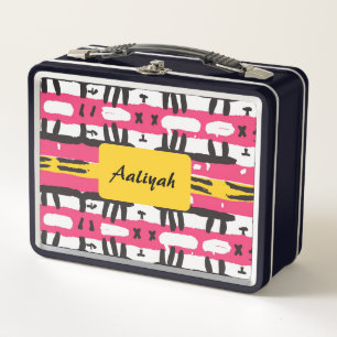 Lunch Box Motif Abstrait Rose Noir Personnalisé