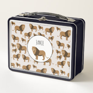 Lunch Box Motif animal de lions de jungle personnalisé