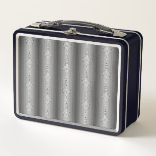 Lunch Box Motif baroque floral avec bordure grise