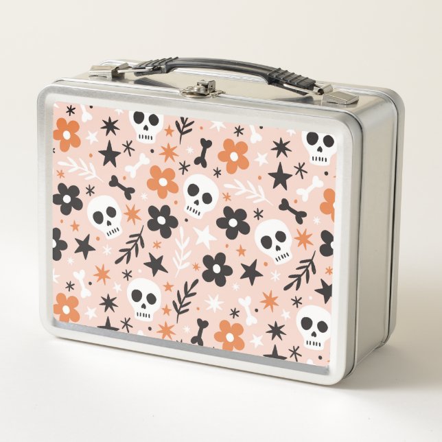 Lunch Box Motif crâne de fleurs (Devant)