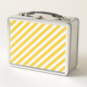 Lunch Box Motif de bandes jaunes et blanches diagonales