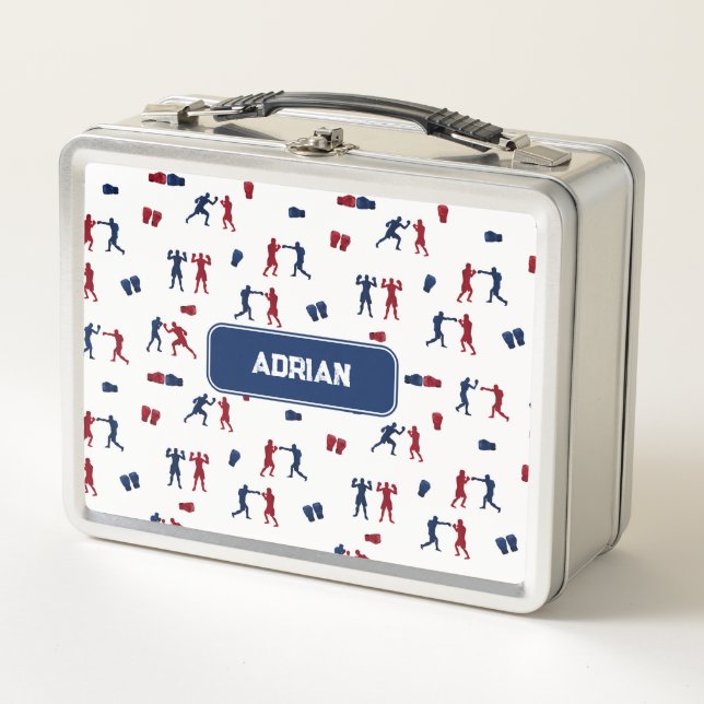Lunch Box Motif de boîte rouge et bleu (Devant)