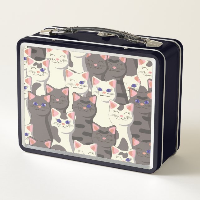Lunch Box Motif de chats blancs et gris (Dos)