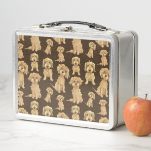 Lunch Box Motif de chien Brown labradoodle doré