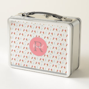 Lunch Box Motif de crème glacée rose mignonne avec nom de mo