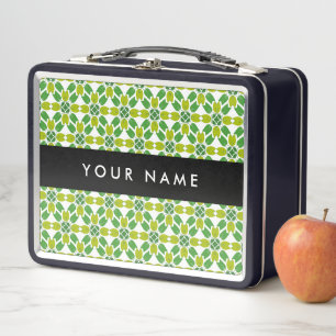 Lunch Box Motif de feuilles, feuilles vertes, votre nom