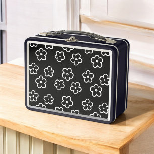 Lunch Box Motif de fleurs noir et blanc