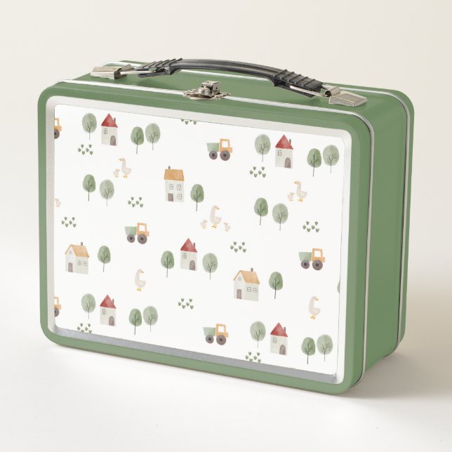 Lunch Box Motif de la ferme d'aquarelle (Devant)
