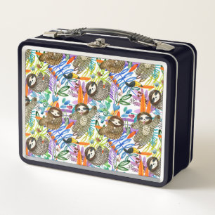 Lunch Box Motif de paresse d'aquarelle de bande dessinée