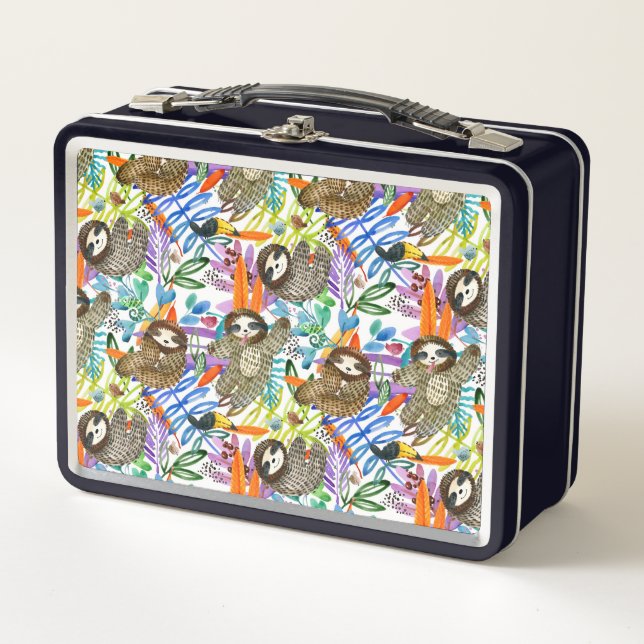 Lunch Box Motif de paresse d'aquarelle de bande dessinée (Devant)