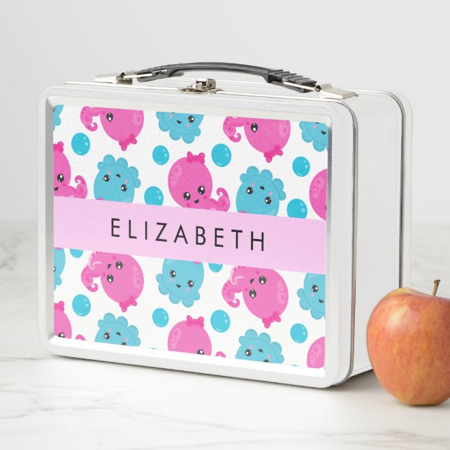 Lunch Box Motif de pieuvre, Pieuvre mignonne, Mer, Votre Nom (En situation)