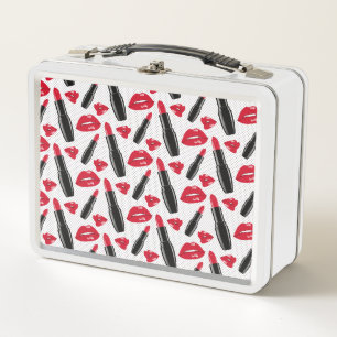 Lunch Box Motif de point de polka de rouge à lèvres et de