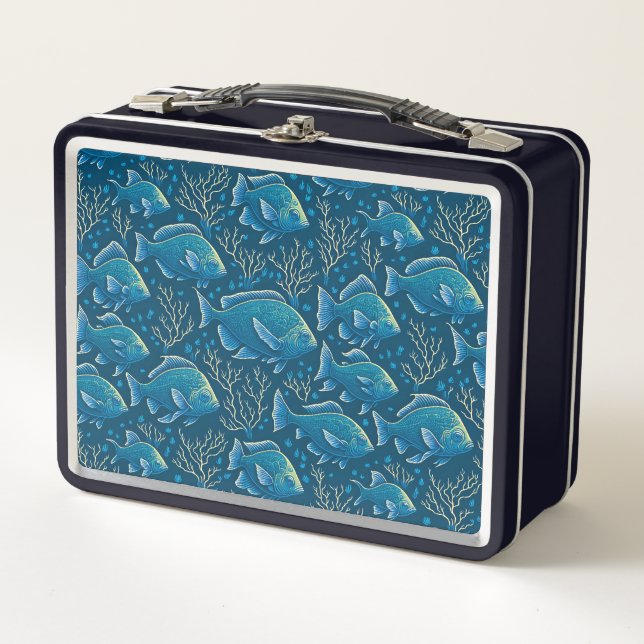 Lunch Box Motif de poisson bleu (Devant)