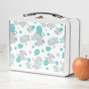 Lunch Box Motif Des Eléphants, Eléphants Mignons - Gris Bleu