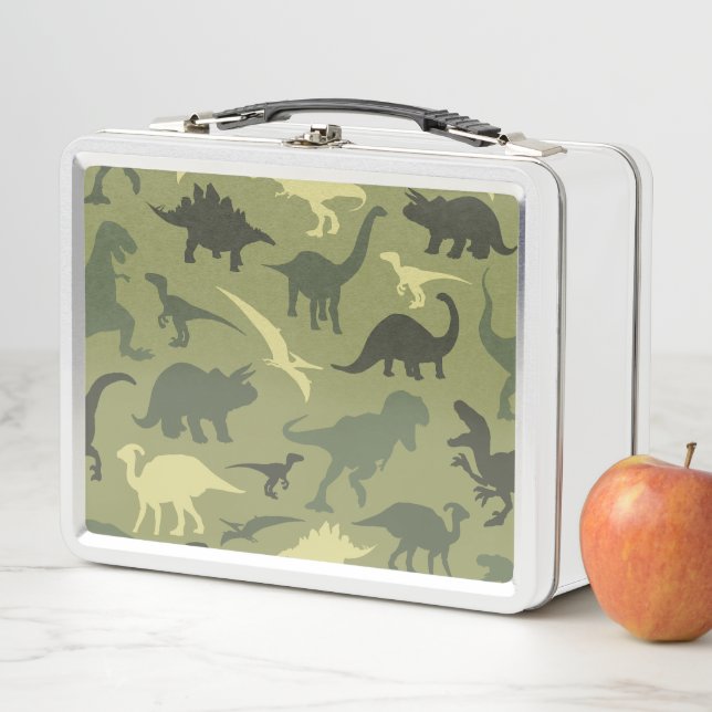 Lunch Box Motif Dinosaure, Silhouette Dinosaure, Dino Vert (En situation)