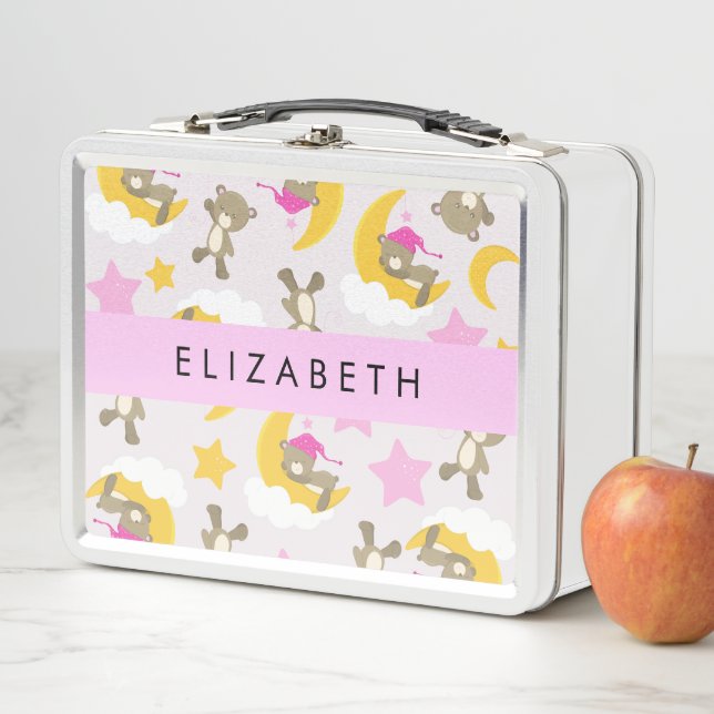 Lunch Box Motif D'Ours, Nounours, Étoiles, Votre Nom (En situation)