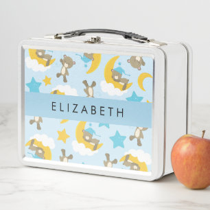 Lunch Box Motif D'Ours, Nounours, Étoiles, Votre Nom
