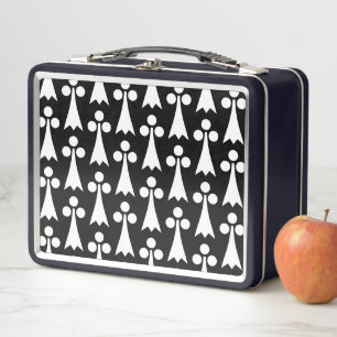 Lunch Box Motif Ermine, Motif médiéval, Blanc sur Noir