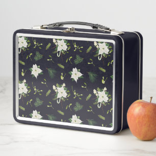 Lunch Box Motif floral vert blanc