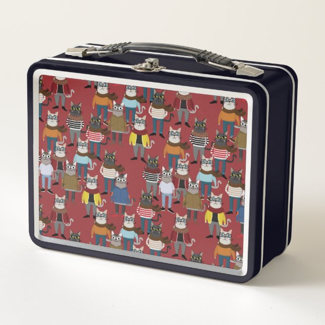 Lunch Box Motif frais de chat de hippie (Devant)