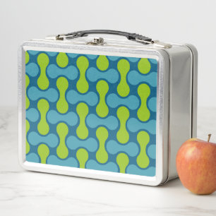 Lunch Box Motif géométrique Abstrait rétro en bleu et vert
