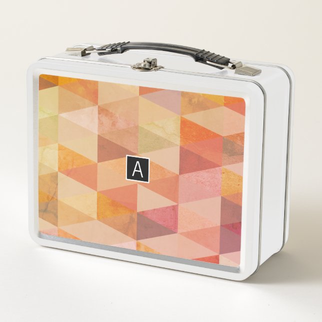 Lunch Box Motif géométrique Triangle souple | Monogramme (Devant)