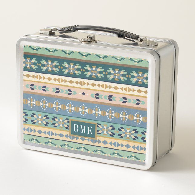 Lunch Box Motif indien extérieur d'étape | du monogramme | (Devant)