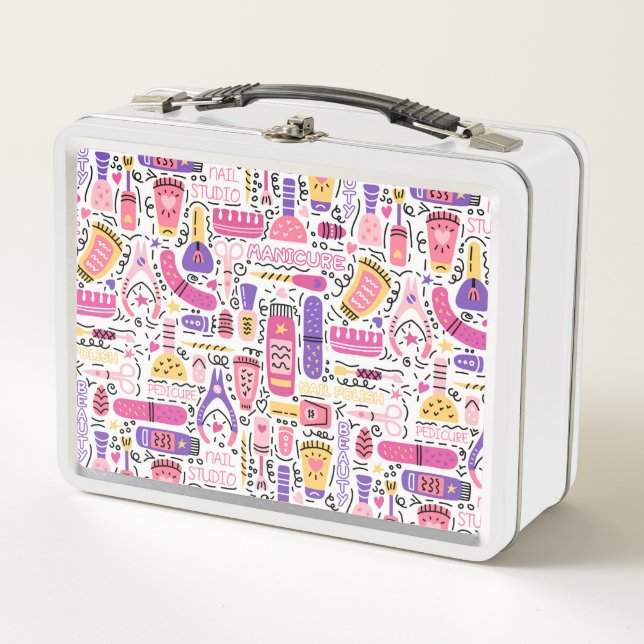 Lunch Box Motif mignon de manucure de griffonnage (Devant)