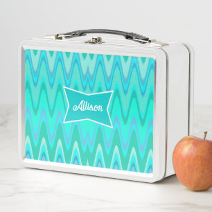 Lunch Box Motif moderne zigzag - vagues turquoise