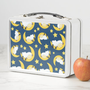 Lunch Box Motif mouton, Mouton couché, Lune, Étoiles