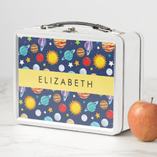 Lunch Box Motif, Planètes, Étoiles, Cosmos, Votre Nom